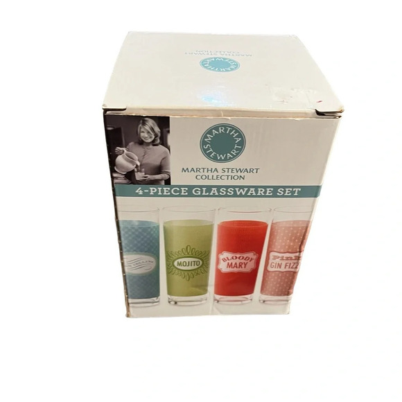 Martha Stewart Set of Four Cocktail Highball Glasses in Box 2010 New Old Stock - Picture 3 of 8